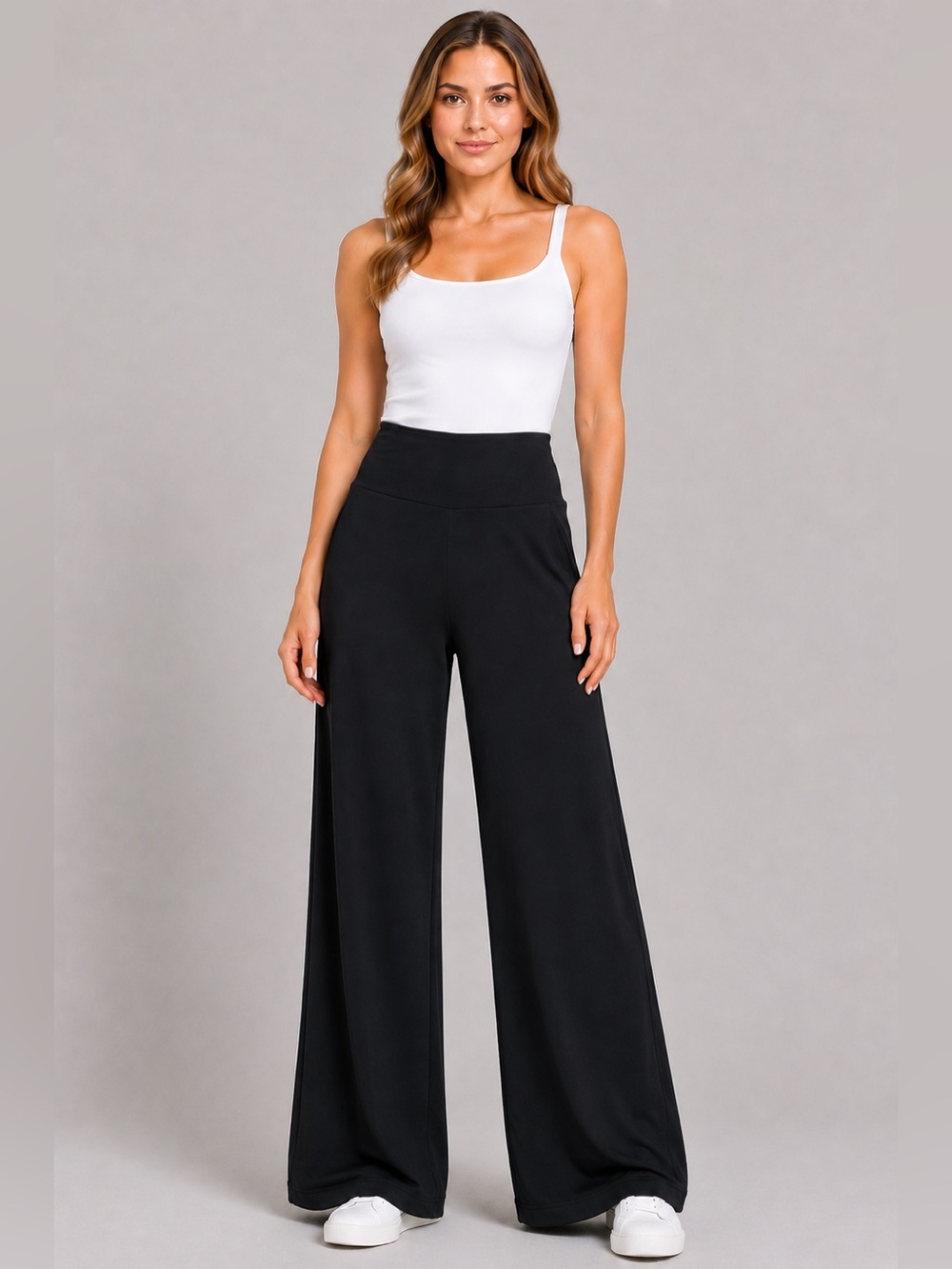 Arolina Pants XXL Black Wide Leg Pull On Stretch Waist Jersey Knit Solid New